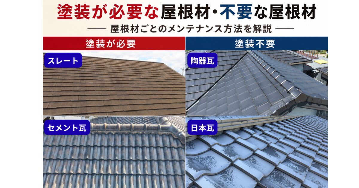 屋根塗装が必要な屋根材と不要な屋根材の比較